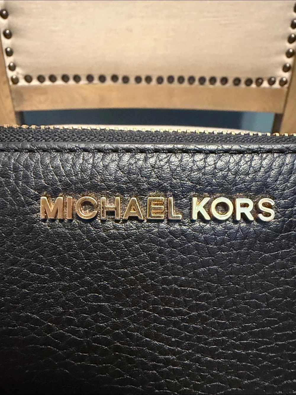 Michael Kors Black Pebbled Leather Zip-Around Wallet